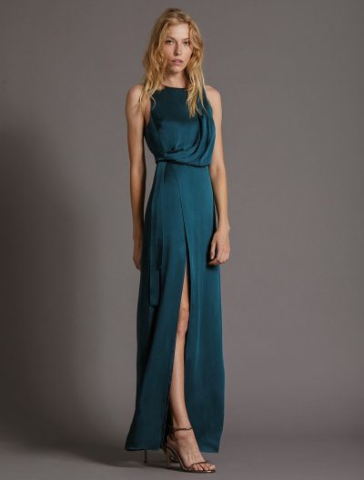 Draped Satin Gown sz 8 - Image 3