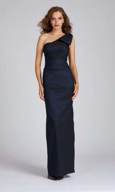 Sapphire One Shoulder Bow Gown - sz 18