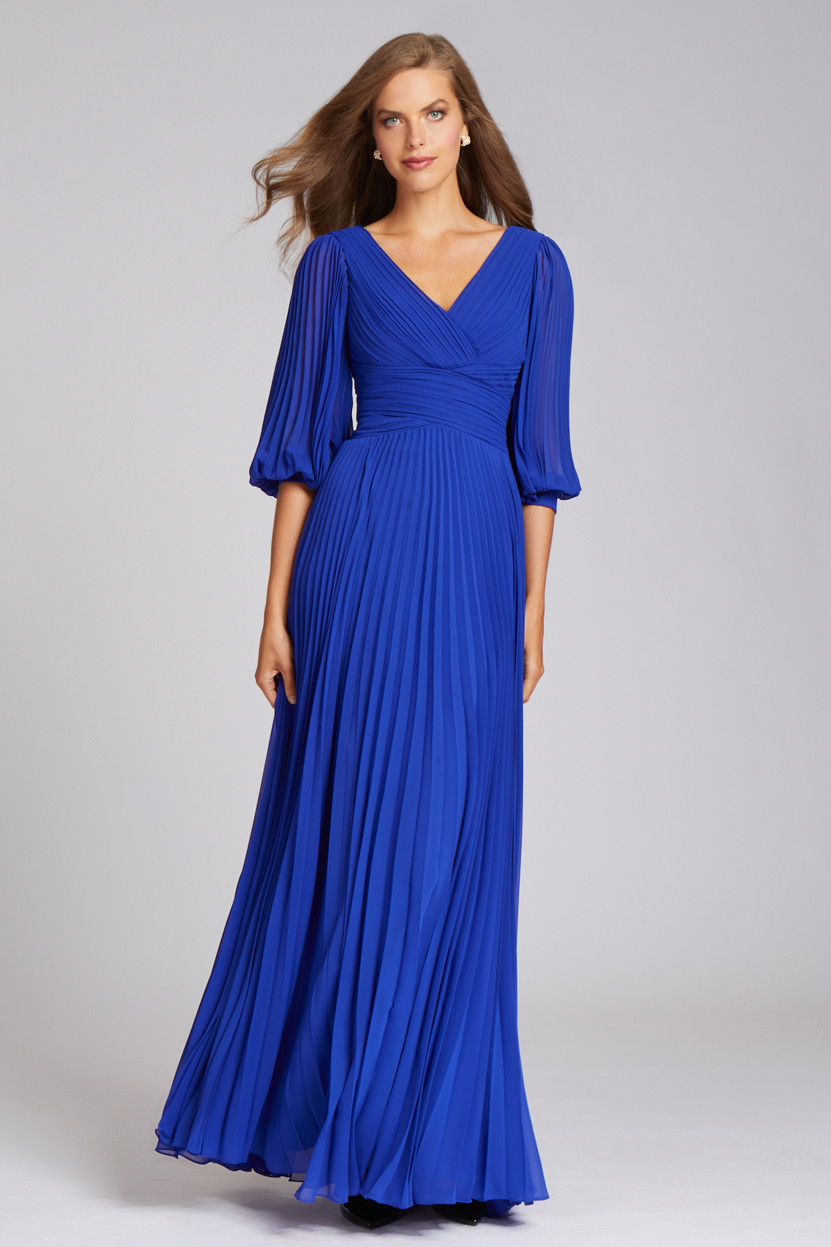 Pleated chiffon outlet gown