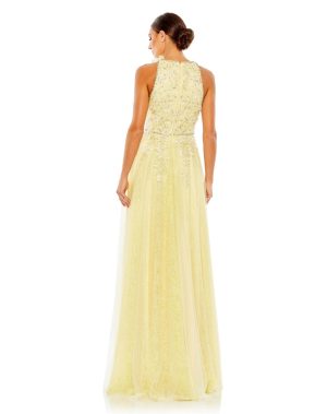 High Neck Lemon Gown size 8 - Image 2