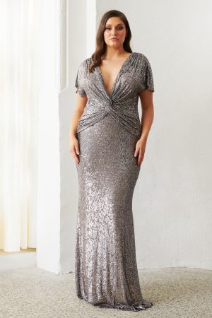 Gunmetal Sequin Gown