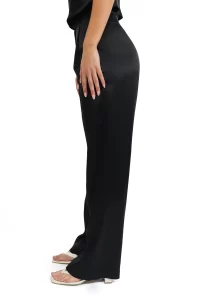 Nathalie Wide Leg Silk Pants - Black - Image 3