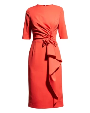 Kim Crepe Dress in Tangerine - Image 2