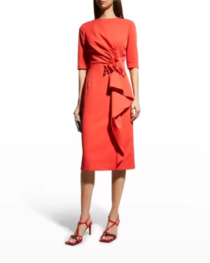 Kim Crepe Dress in Tangerine - Image 3