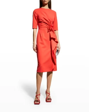 Kim Crepe Dress in Tangerine - Image 5