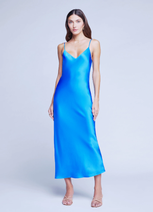 Seridie Slip Dress in Neon Blue