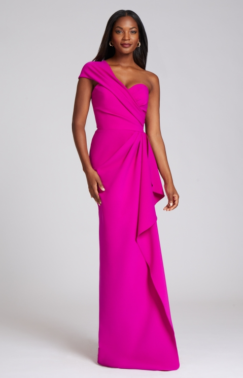 Stretch Crepe Gown in hot pink - Fredas