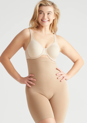 high waist thigh shaper in almond - Image 2