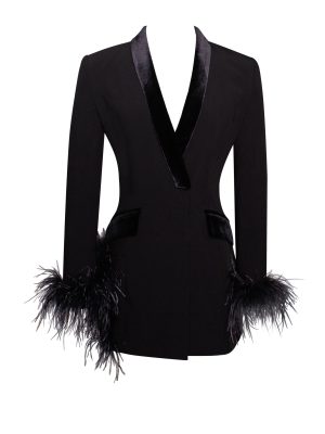 Madeline Feather Trim Blazer Dress - xl - Image 4