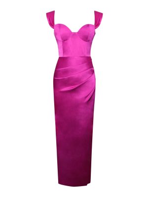 Zarah High Slit Corset Satin Dress - Image 4