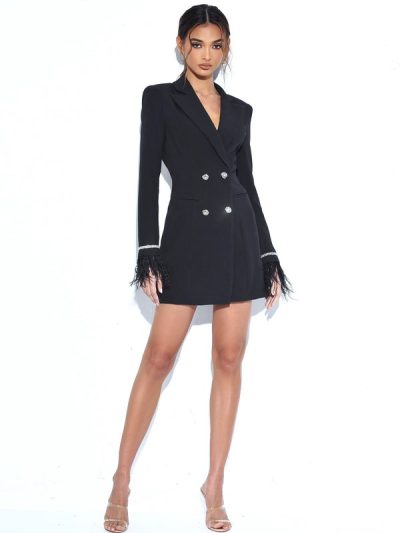 Quilla Feather Crystal Blazer Dress - Image 5