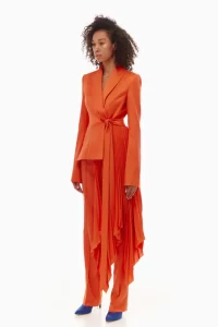 Peggy Iconic pleated tuxedo jacket in orange - Image 5