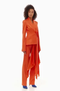 Peggy Iconic pleated tuxedo jacket in orange - Image 4