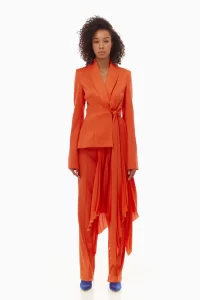 Peggy Iconic pleated tuxedo jacket in orange - Image 3