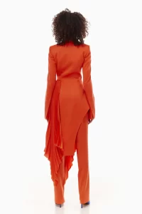 Peggy Iconic pleated tuxedo jacket in orange - Image 2