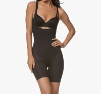 Open Bust Mid Thigh Bodysuit Shaper - xs