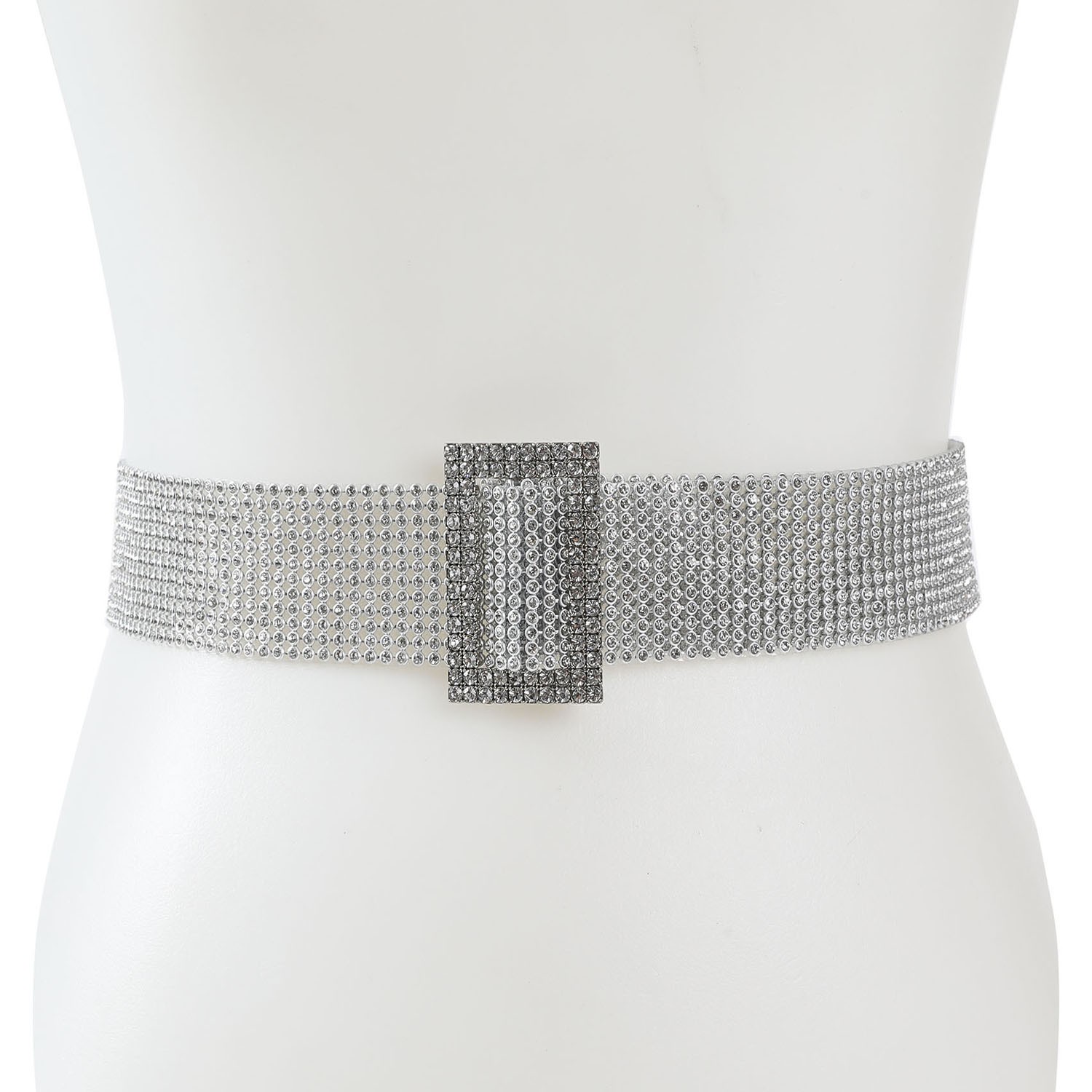 Buckle Rhinestone Belt in silver Fredas
