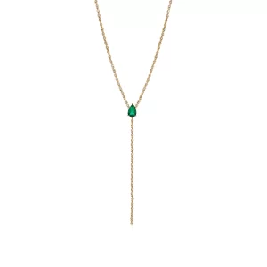 Bezel Pair Shape Necklace Emerald