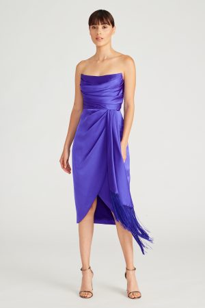 HARRIET DRAPED FRINGE DRESS