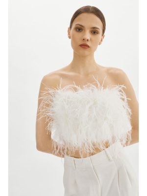 Zina Feather Bustier in white - Image 2