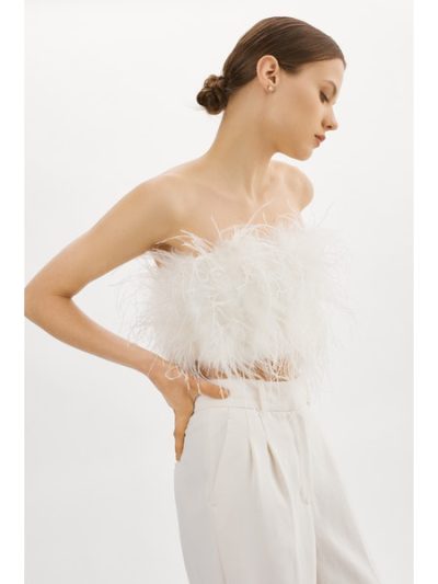 Zina Feather Bustier in white - S - Image 3
