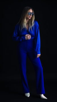 Gretta Pant in royal blue crepe