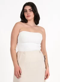 Ottoman Rib Tube Top in white - small