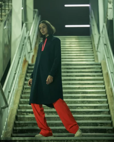 EDMUND DRESS in black pink fluo