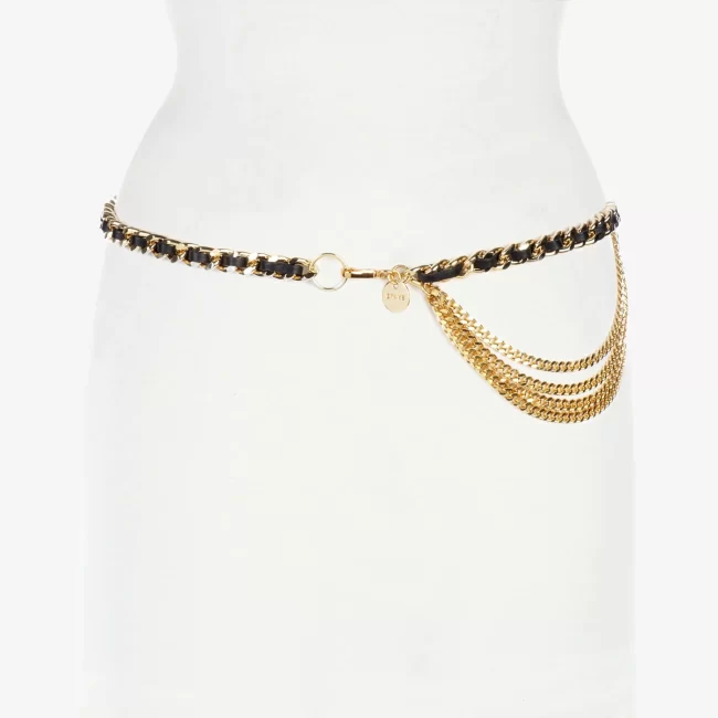 Katina Pebbled belt in black gold - 28 - Image 2