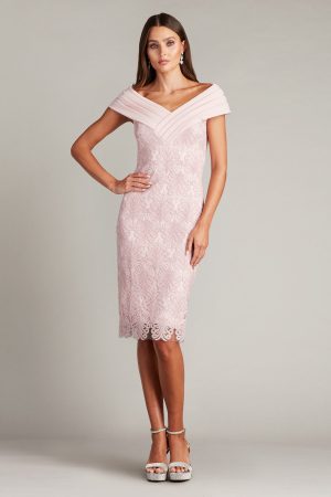 GALLE DRAPED V-NECK EMBROIDERED DRESS