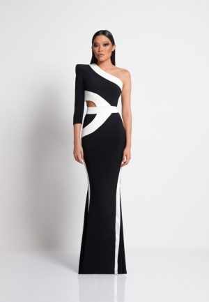 Knowles ASYMETRICAL Gown in black/white