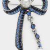Pearl Ribbon Pin Brooch in blue