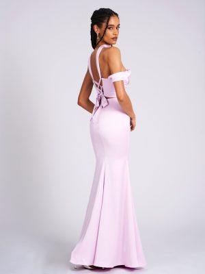 Ivona Halter Neck Double Duchess Satin Gown - Image 6