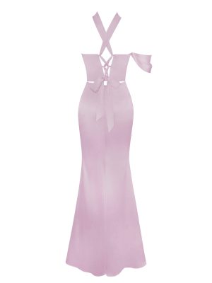 Ivona Halter Neck Double Duchess Satin Gown - Image 3