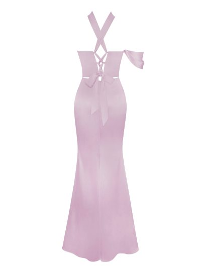 Ivona Halter Neck Double Duchess Satin Gown - Image 3