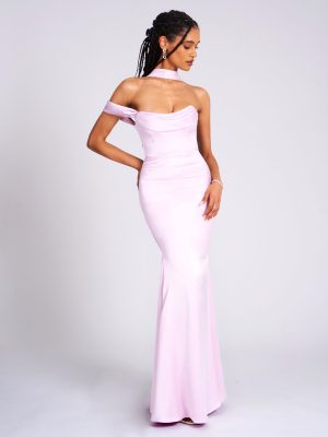 Ivona Halter Neck Double Duchess Satin Gown - Image 7