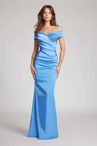 Off Shoulder Beatrix Gown in periwinkle