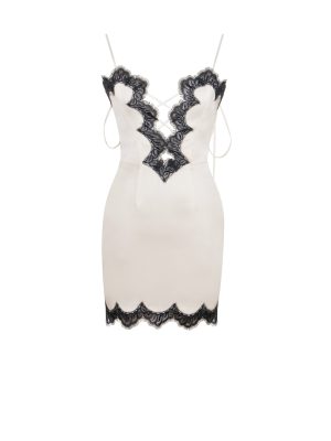 Gamila Satin Lace Trim Mini Dress - Image 3