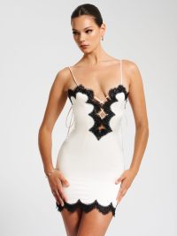 Gamila Satin Lace Trim Mini Dress - Image 6