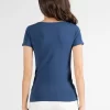 Bamboo Short Sleeve Scoop Neck Top in denim - Image 3