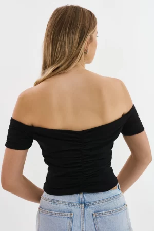 NINA RUCHED TOP in black - LARGE - Image 5