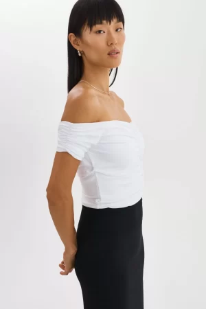 NINA RUCHED TOP IN White - LARGE - Image 3