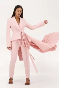 Peggy Signature tuxedo jacket in soft pink