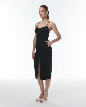 Gaia Zip Pencil Skirt in black - Image 4