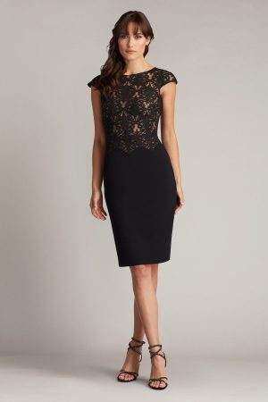 BEAL EMBROIDERED TULLE & CREPE DRESS