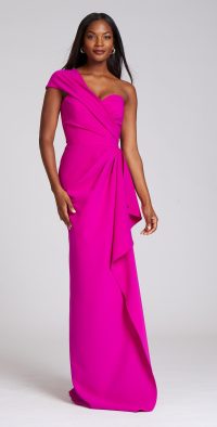 stretch crepe gown in magenta