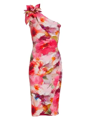 Gosia One-Shoulder Floral Cocktail Dress - Image 2