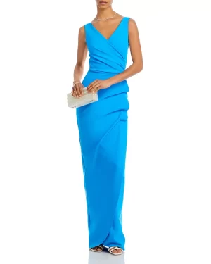 Zalfa Sleeveless V Neck Gown