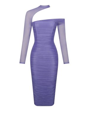 Quylla Very Peri Long Sleeve Mesh Dress - Image 3