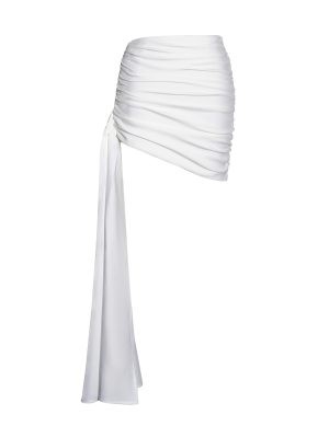 Yanina White Ruched Drapping Mini Skirt - Image 8